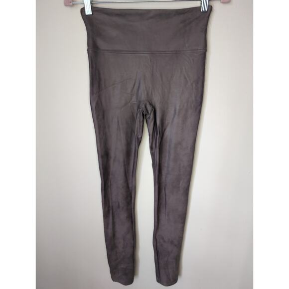 SPANX Pants - Spanx rare sample faux leather grey brown med pull on leggings
